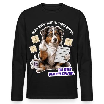 Zu viele Tabs, kein Platz für dich - Männer Premium Bio Langarmshirt - Schwarz - Vorne - Nico (187cm)