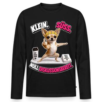 Klein süss und nicht diskutierbar - Männer Premium Bio Langarmshirt - Schwarz - Vorne - Nico (187cm)