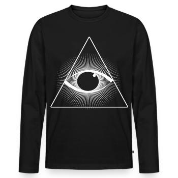 Œil omnivoyant en triangle - T-shirt manches longues Premium bio Homme - noir - Devant - Nico (187cm)