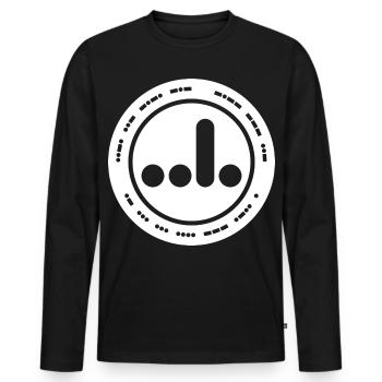 F*ck You A**hole in Morse Code Badge - Men's Premium Organic Long Sleeve Shirt - black - Front - Nico (187cm)