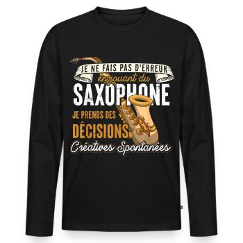 Saxophone Créatif: Décisions Spontanées - T-shirt manches longues Premium bio Homme - noir - Devant - Nico (187cm)