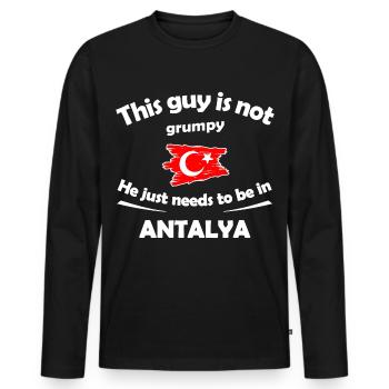 Ce type n’est pas grognon en Antalya - T-shirt manches longues Premium bio Homme - noir - Devant - Nico (187cm)