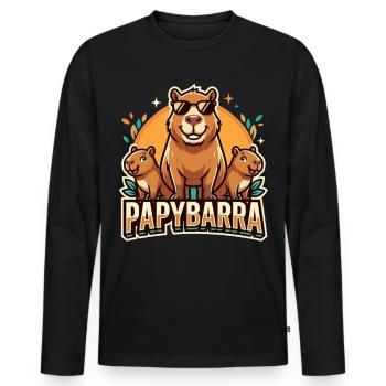 Papybarra Capybara Papa Familien Motiv - Männer Premium Bio Langarmshirt - Schwarz - Vorne - Nico (187cm)