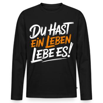 Lebe dein Leben - Männer Premium Bio Langarmshirt - Schwarz - Vorne - Nico (187cm)