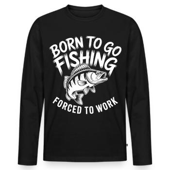 Geboren zum Angeln - Männer Premium Bio Langarmshirt - Schwarz - Vorne - Nico (187cm)