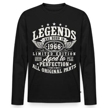 Anniversaire vintage Born Legends 1966 - T-shirt manches longues Premium bio Homme - noir - Devant - Nico (187cm)