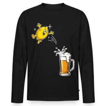 Radler Beer Funny Lemon Jumps Into Beer Glass - Men's Premium Organic Long Sleeve Shirt - black - Front - Nico (187cm)