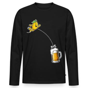 Bière Radler Citron drôle et chope de bière - T-shirt manches longues Premium bio Homme - noir - Devant - Nico (187cm)
