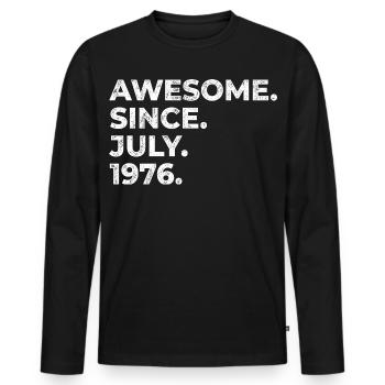 Depuis juillet 1976 – Incroyable faute de frappe vintage - T-shirt manches longues Premium bio Homme - noir - Devant - Nico (187cm)