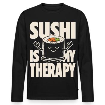 Le sushi est mon design de thérapie Kawaii - T-shirt manches longues Premium bio Homme - noir - Devant - Nico (187cm)