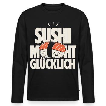 Sushi Macht Glücklich Kawaii Design - Männer Premium Bio Langarmshirt - Schwarz - Vorne - Nico (187cm)