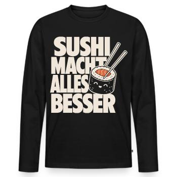 Sushi Macht Alles Besser Kawaii Design - Männer Premium Bio Langarmshirt - Schwarz - Vorne - Nico (187cm)
