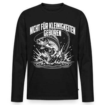 Angeln - nicht für Kleinigkeiten geboren - Männer Premium Bio Langarmshirt - Schwarz - Vorne - Nico (187cm)
