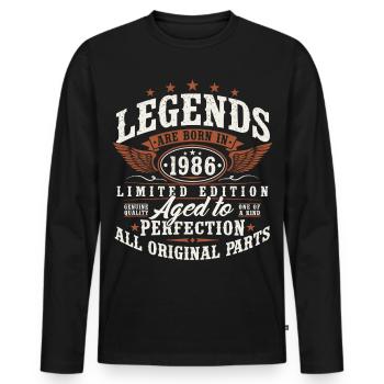 40th Birthday 40 Years Gift Born in 1986 - Men's Premium Organic Long Sleeve Shirt - black - Front - Nico (187cm)