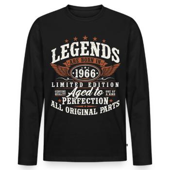 60 Birthday 60 Years 1966 Vintage Born - Men's Premium Organic Long Sleeve Shirt - black - Front - Nico (187cm)