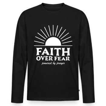 Glaube über Angst christliches Gebet - Männer Premium Bio Langarmshirt - Schwarz - Vorne - Nico (187cm)