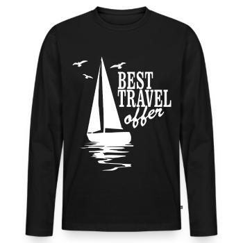 Segelboot Meer Reise Motiv Vintage - Männer Premium Bio Langarmshirt - Schwarz - Vorne - Nico (187cm)