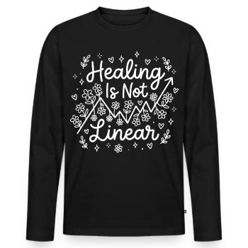Die Heilung psychischer Gesundheit ist nicht linear - Männer Premium Bio Langarmshirt - Schwarz - Vorne - Nico (187cm)