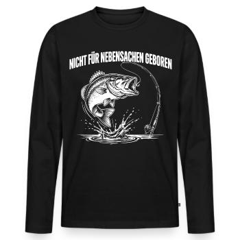 Zum Angeln geboren - Männer Premium Bio Langarmshirt - Schwarz - Vorne - Nico (187cm)