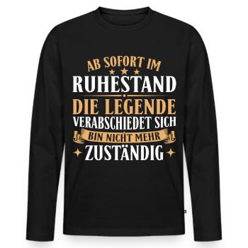Ruhestand Legende verabschiedet sich - Männer Premium Bio Langarmshirt - Schwarz - Vorne - Nico (187cm)