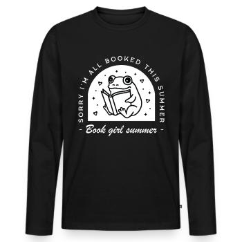 Book girl summer funny frog - Men's Premium Organic Long Sleeve Shirt - black - Front - Nico (187cm)