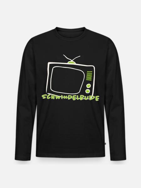 Medienkritik Shirt – Schwindelbude Retro Fernseher - Männer Premium Bio Langarmshirt - Schwarz