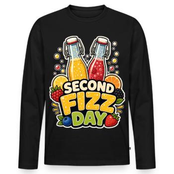 SECOND FIZZ DAY - Men's Premium Organic Long Sleeve Shirt - black - Front - Nico (187cm)