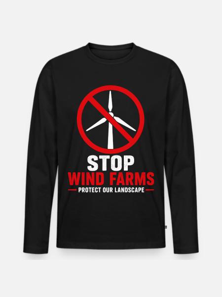 Stopp Windparks Landschaft schützen - Männer Premium Bio Langarmshirt - Schwarz