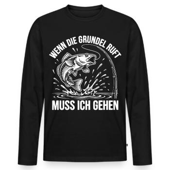 Grundel Angeln - Männer Premium Bio Langarmshirt - Schwarz - Vorne - Nico (187cm)