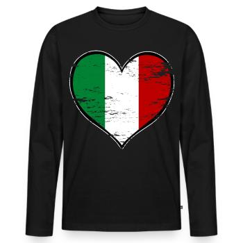 Italy Heart Flag Used - Men's Premium Organic Long Sleeve Shirt - black - Front - Nico (187cm)