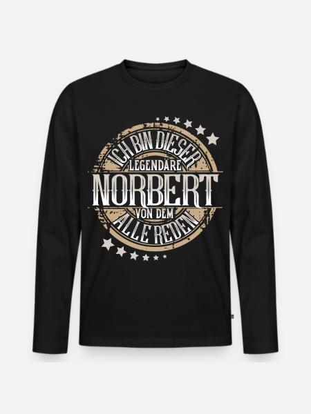 Norbert - Männer Premium Bio Langarmshirt - Schwarz