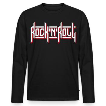 Logo de typographie personnalisée Rock’N’Roll - T-shirt manches longues Premium bio Homme - noir - Devant - Nico (187cm)