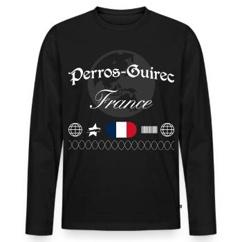 Perros-Guirec Frankreich Streetwear Reise Souvenir - Männer Premium Bio Langarmshirt - Schwarz - Vorne - Nico (187cm)