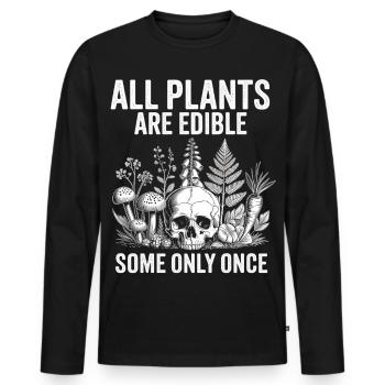 Illustration de crâne de plantes comestibles - T-shirt manches longues Premium bio Homme - noir - Devant - Nico (187cm)