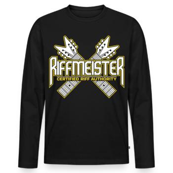 Riffmeister - Autorité Certifiée des Riffs - T-shirt manches longues Premium bio Homme - noir - Devant - Nico (187cm)