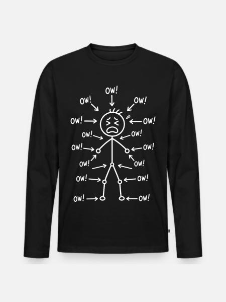 Aua, ich habe überall Schmerzen | Humor Rückenschmerzen Körper - Männer Premium Bio Langarmshirt - Schwarz