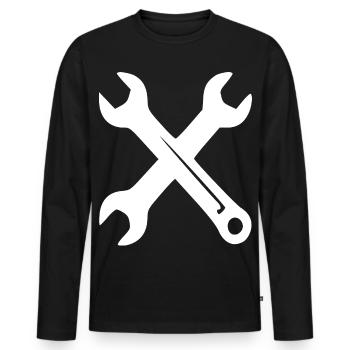 Kreuzende Schraubenschlüssel - Männer Premium Bio Langarmshirt - Schwarz - Vorne - Nico (187cm)