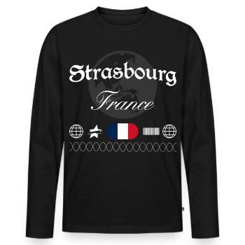 Straßburg Frankreich Streetwear Reise Souvenir - Männer Premium Bio Langarmshirt - Schwarz - Vorne - Nico (187cm)