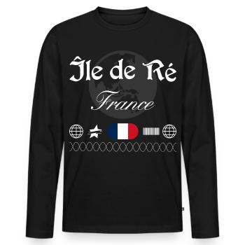 Île de Ré Frankreich Streetwear Souvenir - Männer Premium Bio Langarmshirt - Schwarz - Vorne - Nico (187cm)