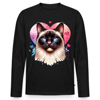 Siamkatze - Männer Premium Bio Langarmshirt - Schwarz - Vorne - Nico (187cm)