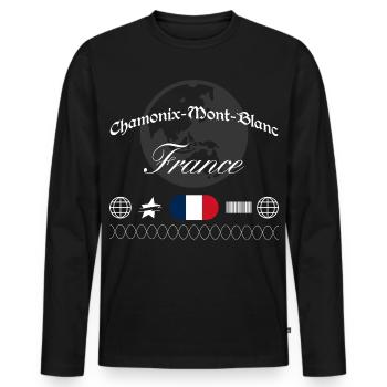 Chamonix-Mont-Blanc Frankreich Streetwear Souvenir - Männer Premium Bio Langarmshirt - Schwarz - Vorne - Nico (187cm)
