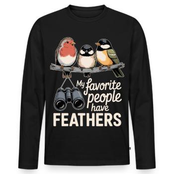 Meine Lieblingsmenschen haben Federn - Männer Premium Bio Langarmshirt - Schwarz - Vorne - Nico (187cm)