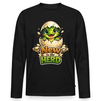 Süßer Baby Dinosaurier - New to the Herd Dino - Männer Premium Bio Langarmshirt - Schwarz - Vorne - Nico (187cm)
