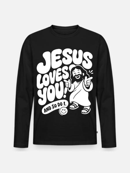 Jésus t’aime et moi aussi - T-shirt manches longues Premium bio Homme - noir