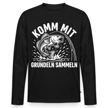 Grundel angeln Humor - Männer Premium Bio Langarmshirt - Schwarz - Vorne - Nico (187cm)