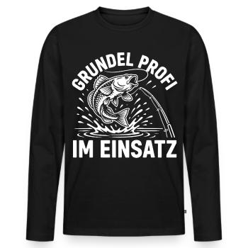 Grundel angeln Humor - Männer Premium Bio Langarmshirt - Schwarz - Vorne - Nico (187cm)