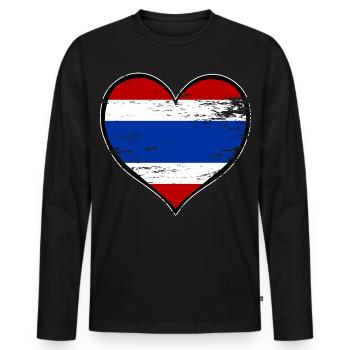 Thailand Heart Flag used - Men's Premium Organic Long Sleeve Shirt - black - Front - Nico (187cm)