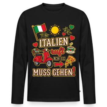 Italien ruft und ich muss gehen Italien Urlaub - Männer Premium Bio Langarmshirt - Schwarz - Vorne - Nico (187cm)