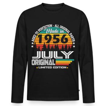 Juli 1956 Jahrgang Geburtstag Vintage Retro - Männer Premium Bio Langarmshirt - Schwarz - Vorne - Nico (187cm)