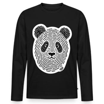 Visage monochrome panda line art - T-shirt manches longues Premium bio Homme - noir - Devant - Nico (187cm)
